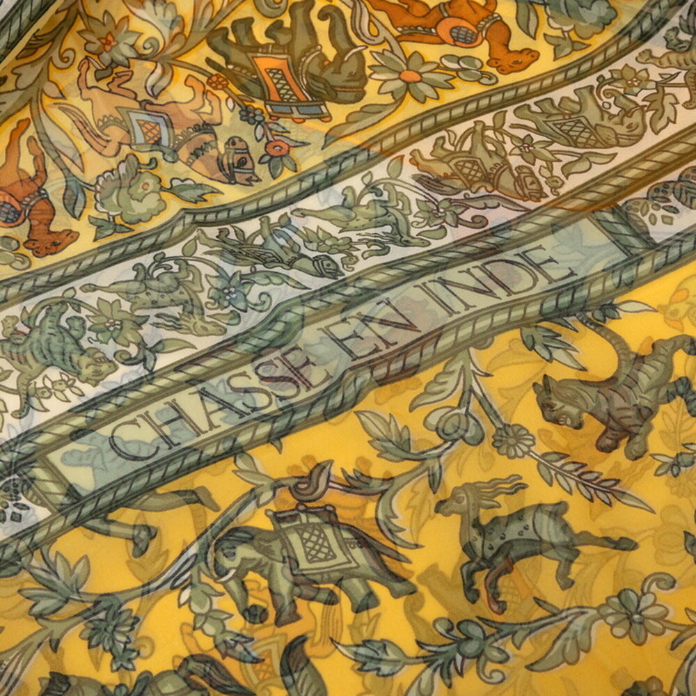 HERMES Yellow Silk Scarf - Picture 6 of 8